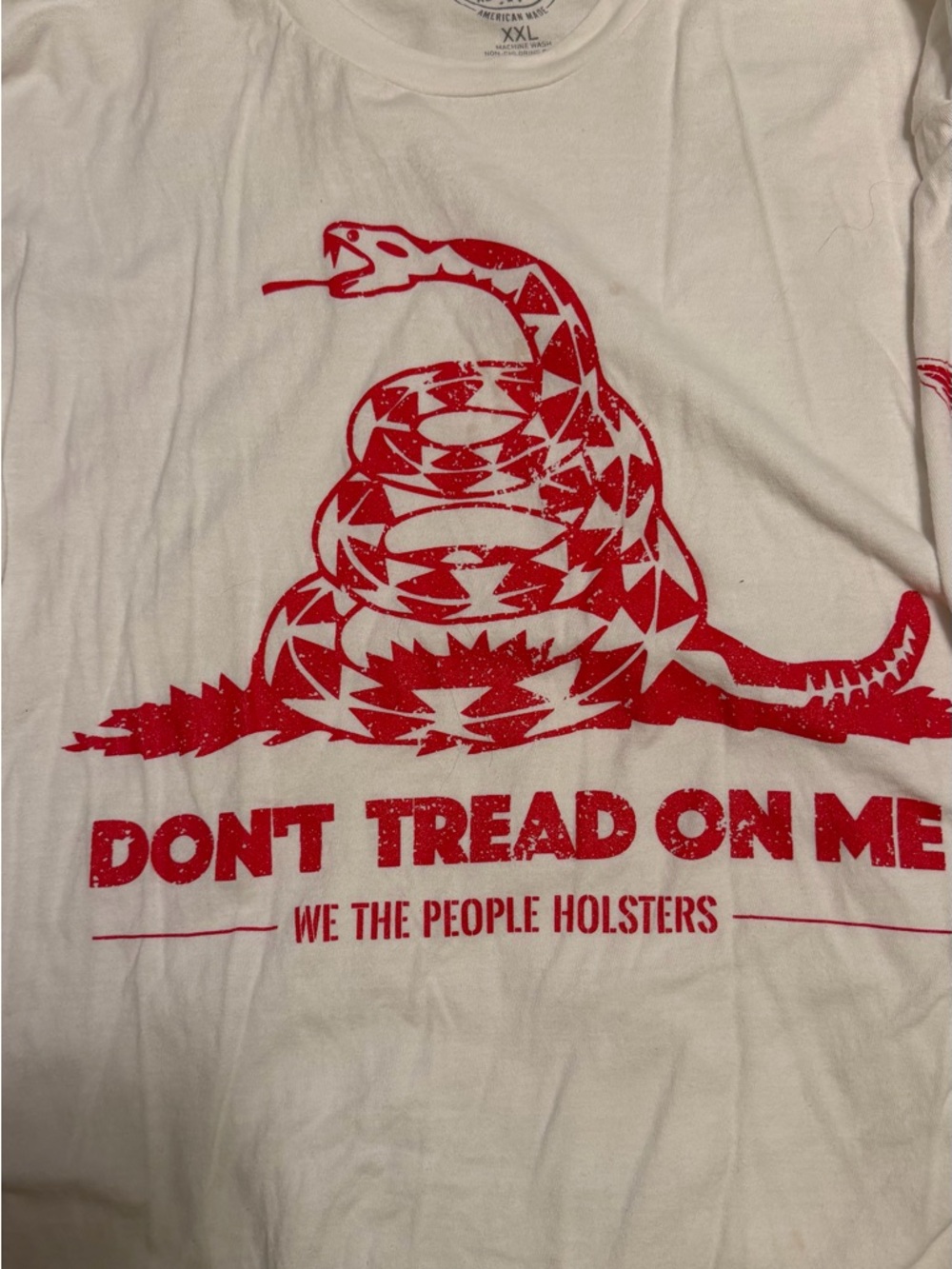 WeThePeopleHolster 2 "Don't Tread On Me" 2 White T-Shirt with Red Snake Graphic